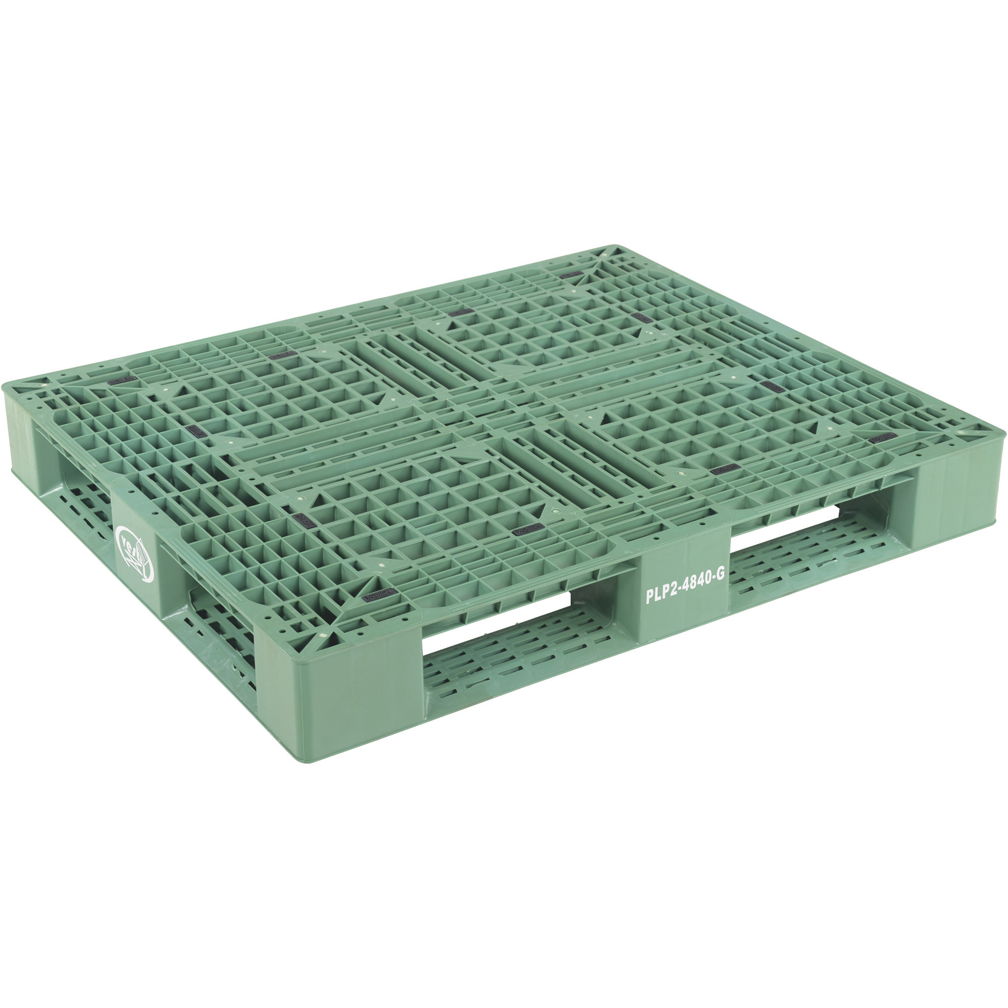 Vestil Plastic Pallet - 40in.L x 48in.W x 6in.H, 8000-Lb. Capacity, Green, Model# PLP2-4840-GREEN